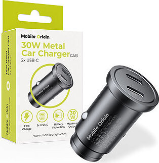 Mobile Origin Metal Car Charger 30 W, CA13 2× USB-C