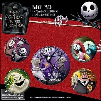 Disney Nightmare Before Christmas: Characters – sada 5 odznakov