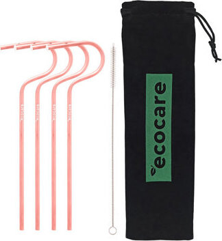 ECOCARE Ekologické kovové slamky Ružové 4 ks