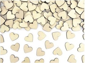 Konfety na stôl drevené srdiečka – Svadba/Valentín 50 ks