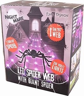 FUNNYFASHION Halloween obrí pavúk s LED pavučinou, 500 cm