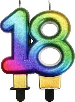 Narodeninová sviečka 18 – rainbow – dúhová 7,5 cm