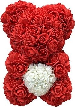 APT Červený medvedík z ruží v darčekovom balení, 23 cm