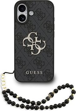 Guess PU 4G Metal Logo Strap Zadný Kryt pre iPhone 17 Black