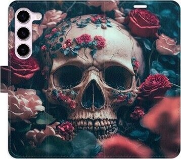 iSaprio flip puzdro Skull in Roses 02 pre Samsung Galaxy S23 5G