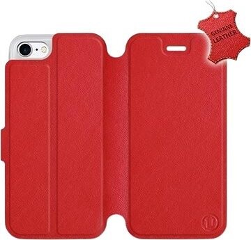 Flip puzdro na mobil Apple iPhone 7 – Červené – kožené – Red Leather