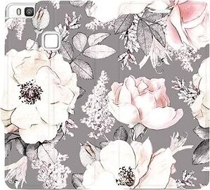 Flipové puzdro na mobil Huawei P9 Lite – MX06S Kvety na sivom pozadí