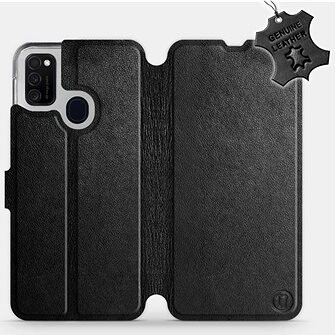 Flip puzdro na mobil Samsung Galaxy M21 – Čierne – kožené – Black Leather