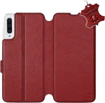 Mobiwear Flip puzdro na mobil Samsung Galaxy A50 – Tmavo červené – kožené – Dark Red Leather