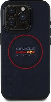 Red Bull PU Leather Red Ring MagSafe Zadný Kryt pre iPhone 15 Pre Navy