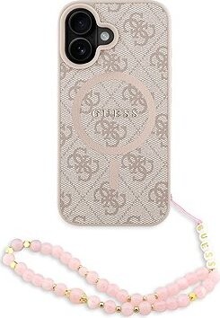Guess PU Leather 4G Colored Ring Strap MagSafe Zadný Kryt pre iPhone 16 Pink