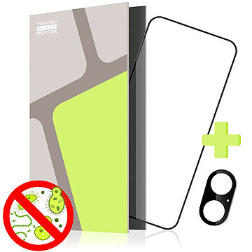 Tempered Glass Protector pre iPhone 17, ANTIBACTERIAL + sklo na kameru (CaseFriendly)
