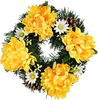 DOMMIO Venček jesenný so žltými chryzantémami, priemer 20 cm