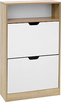 TEXTILOMANIE Boco Botník výklopný dekor dub a biely, 2 police