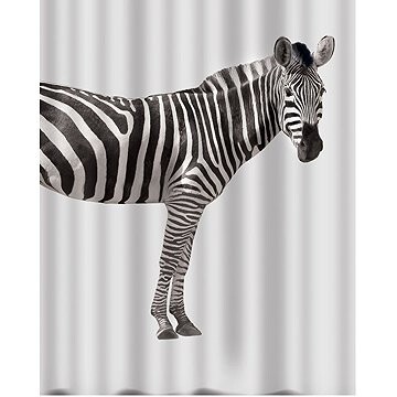 Spirella sprchový záves ZEBRA, bielo-čierny, 180 × 200 cm, polyester