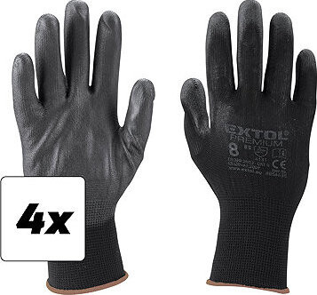 EXTOL PREMIUM Rukavice z polyesteru polomáčané v PU, čierne, veľkosť 8