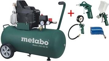 METABO Kompresor so vzdušníkom 50 l, olejový s príslušenstvom Sada Basic 250-50 W + LPZ 4