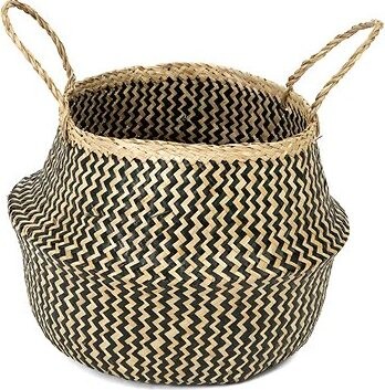 Compactor pletený úložný košík Belly M, morská tráva prírodná s čiernou