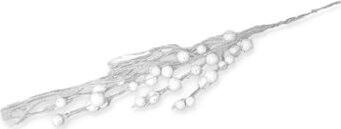 LAALU Vianočná dekorácia – vetvička s bielymi bobuľami a výhonkami 73 cm