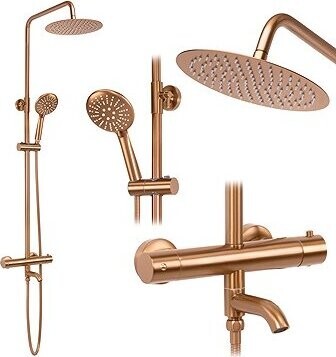 REA LUNGO sprchový set s termostatom, Brush Copper (REA-P8807)