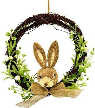DOMMIO Veľkonočná dekorácia – Prútený veniec so zajacom, priemer 30 cm