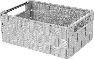 Compactor Úložný košík s kovovými držadlami Stan, tkané pásky, sivý S