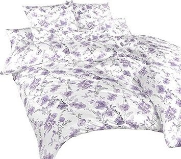 Dadka Obliečky krep Kvety fialové na bielom 140 × 200, 70 × 90 cm