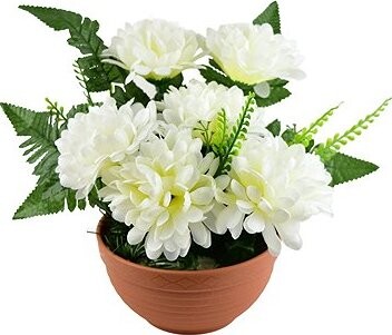 DOMMIO Podzimní miska s chryzantémami a kapradím 25 × 24 cm, krémová