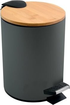 Spirella pedálový odpadkový kôš Adonis, tmavosivý, oceľ, bambusové veko, 3 l
