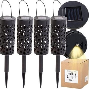 MG Lantern Stars solárna lampa 4 ks, čierna