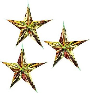 DOMMIO Hvězda trojrozměrná se zlatavě oranžovým efektem 38 cm, 3 ks