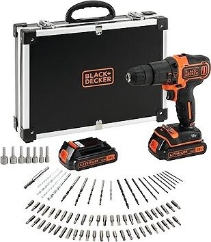 BLACK + DECKER Vŕtačka s príklepom AKU 18 V v kufri s príslušenstvom 80 ks BDCHD18BAFC-QW (2x1,5 Ah)