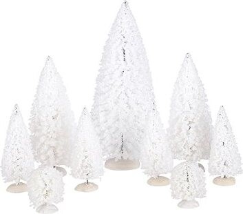 LAALU Vianočná dekorácia – biele stromčeky ,22 cm, 9 ks