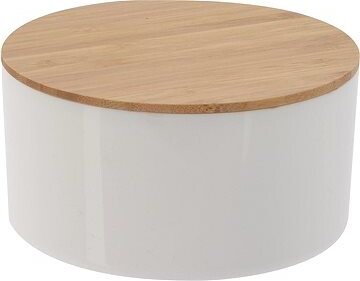 H&L Organizér na kozmetiku s bambusovým vekom a zrkadlom, okrúhly