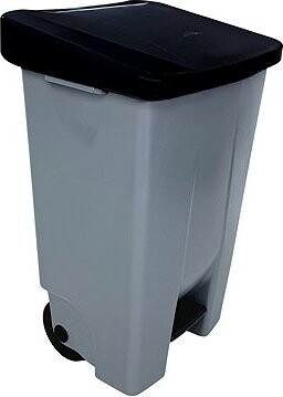 Denox Nášľapný odpadkový kôš na triedený odpad 80 l, čierne veko, plastový s kolieskami