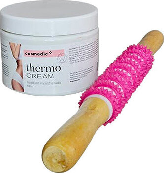 Adonis Masážní váleček dřevo / pryž s podpůrným THERMO krémem