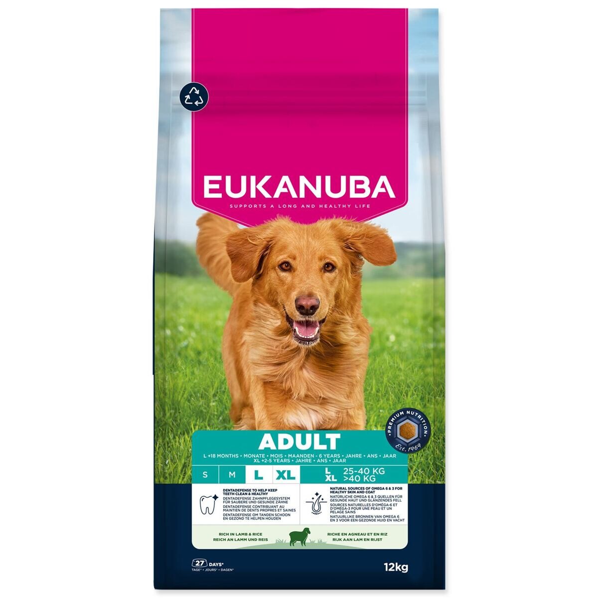 Eukanuba Premium Nutrition Adult Large & Giant Breed jahňacie a ryža - výhodné balenie: 2 × 12 kg