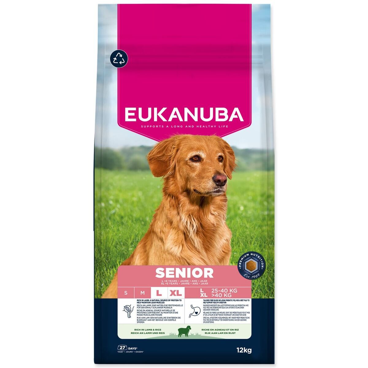 Eukanuba Premium Nutrition Senior Large & Giant Breed jahňacie a ryža - výhodné balenie: 2 × 12 kg