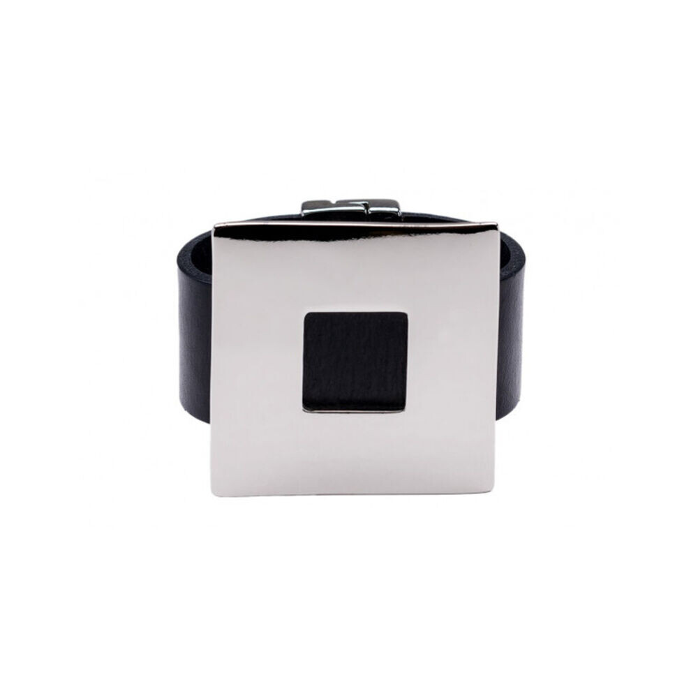 Dámsky kožený náramok s veľkou ozdobou - lesklým štvorcom 18421