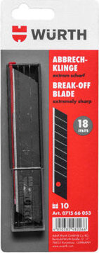 Würth náhradné odlamovacie čepele čierne, 18 mm, 10 ks