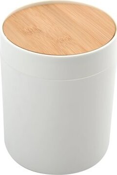 Spirella výklopný kôš Alais, biely plast, s bambusovým vekom, 2,5 l