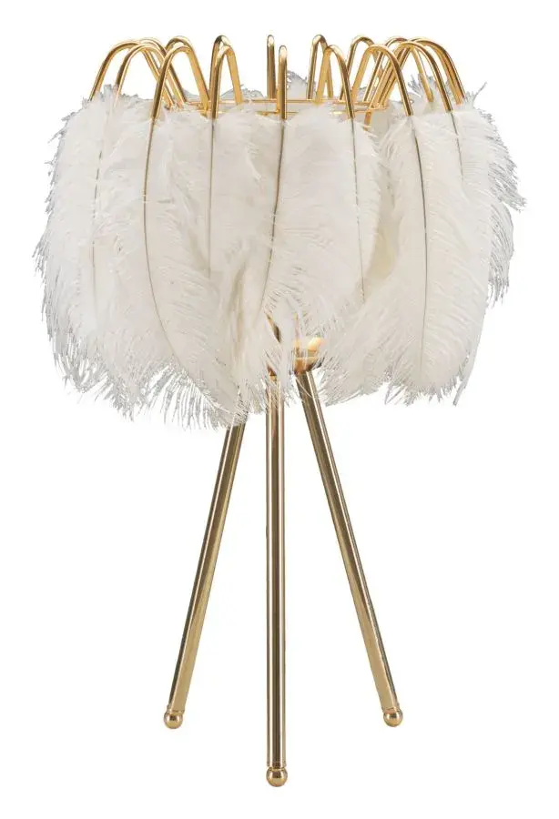 Stolní lampa Feather Stand 60 cm bílo-zlatá