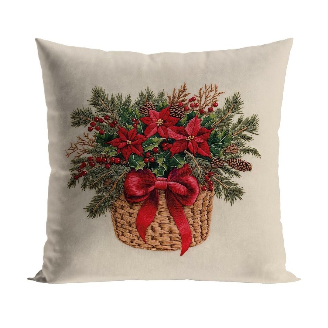Vánoční povlak na polštář Bouquet 40x40 cm béžový