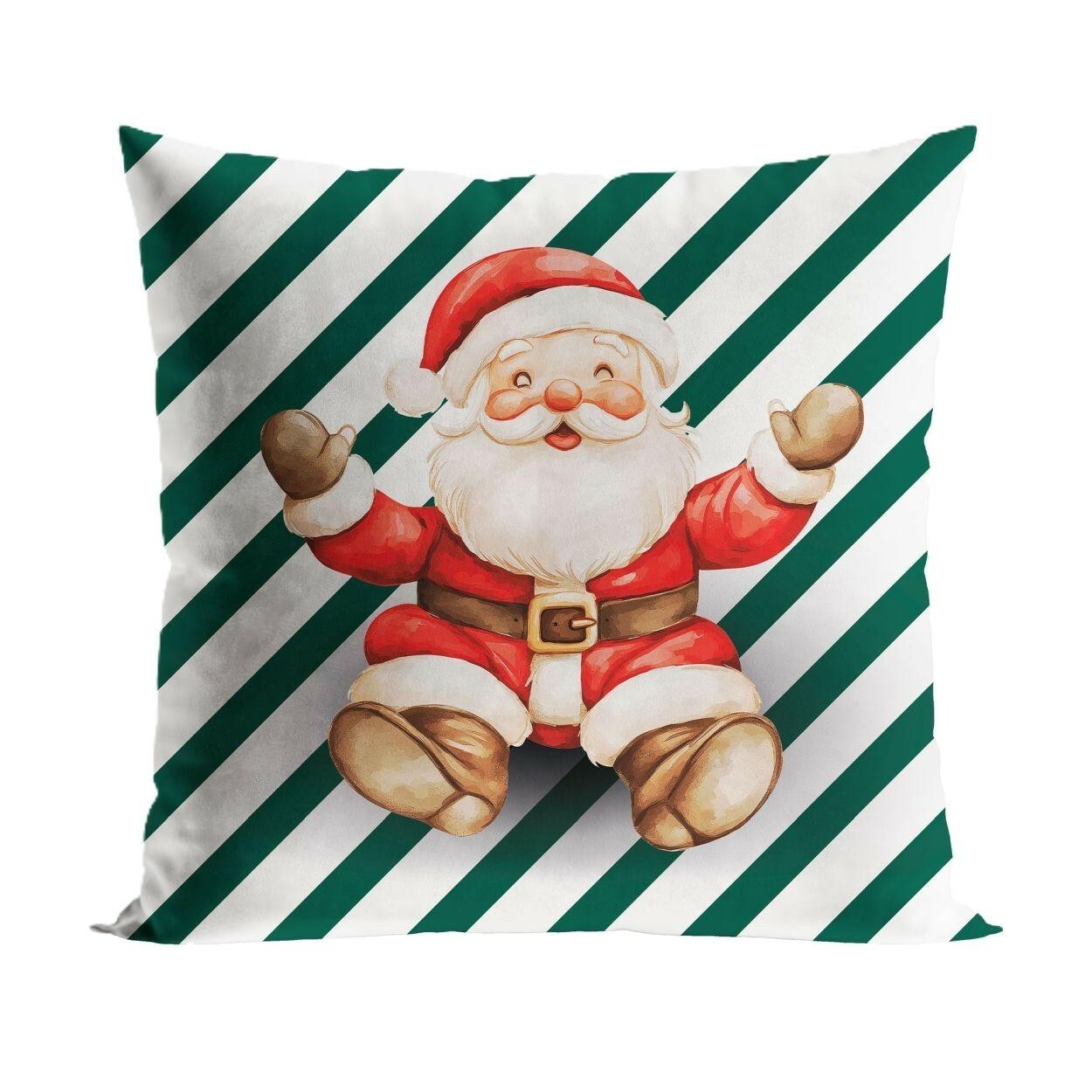 Vánoční povlak na polštář Cheerful Santa 40x40 cm zelený