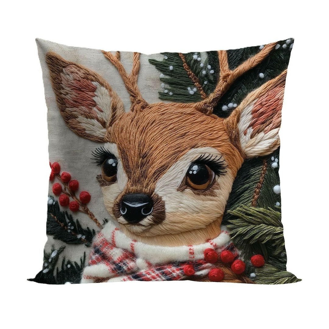 Vánoční povlak na polštář Deer 40x40 cm béžový