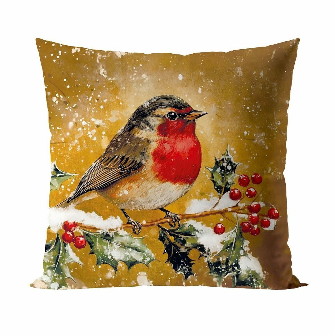 Vánoční povlak na polštář Elegant Bird 40x40 cm zlatý