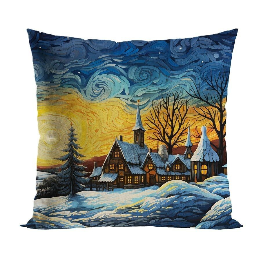 Vánoční povlak na polštář Expressionism Town 40x40 cm