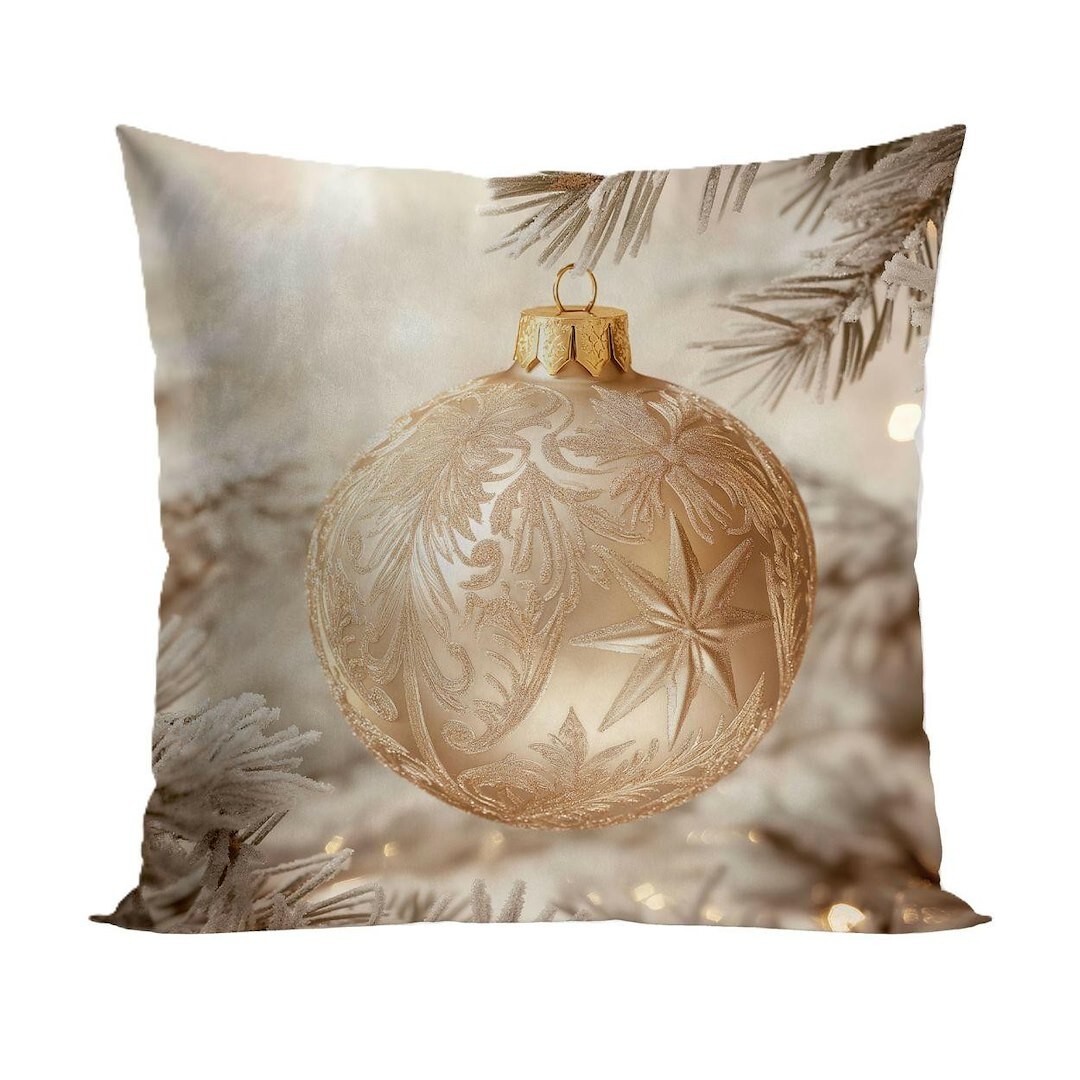 Vánoční povlak na polštář Golden Ball 40x40 cm béžový/zlatý