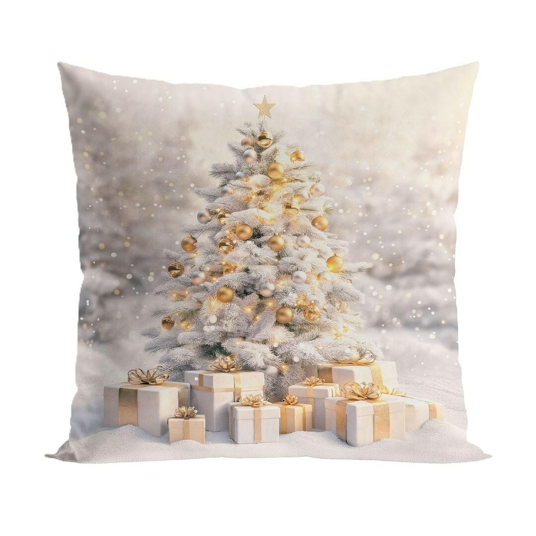 Vánoční povlak na polštář Golden Tree 40x40 cm béžový/zlatý