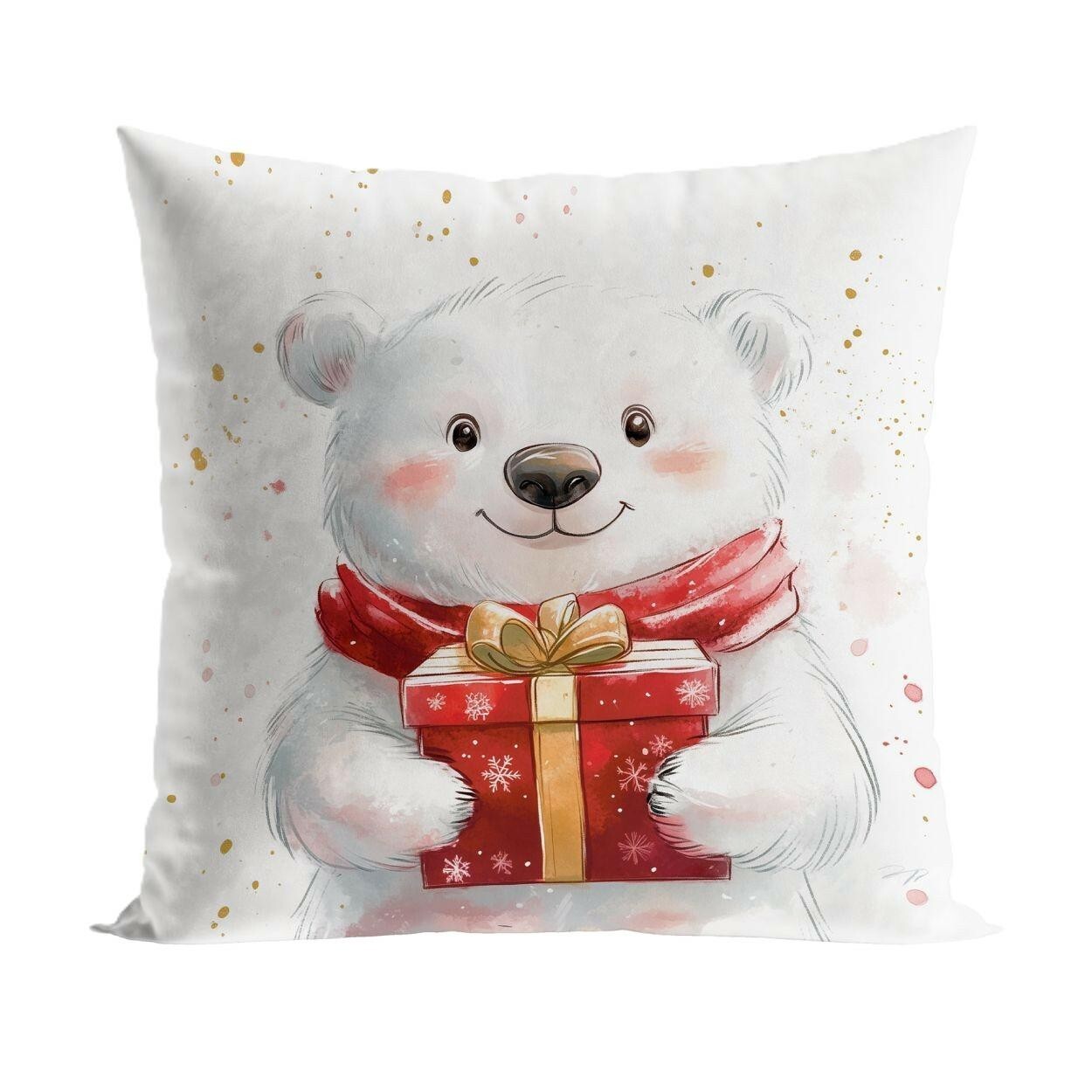 Vánoční povlak na polštář Happy Bear 40x40 cm bílý